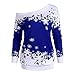 Produktbild EUZeo Damen Weihnachts Bluse Hoodies Weihnachten Stil Drucken Kapuzenpullover Off Shoulder Pullover