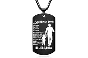 YOTHIWAD Halskette für Meinen Sohn Dog Tag Kette An Meinen Sohn Halskette mit Gravur Inspirierend Text Geschenk für Sohn von Mama Papa