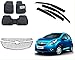 Auto Pearl Premium Quality Car Accessories Combo of Car Floor Foot Mats 4D Black. & Chrome Plated Car Front Grill. & Car Rain Wind Door Visor Side Window Deflector. RS.3737.00