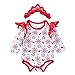 Produktbild Togelei Baby Weihnachten Kostüm Neugeborenes Baby Jungen Mädchen Langarm Weihnachtsmann Strampler Outfits Kleidung Weihnachtsmann Schneeflocke print Cotton Lace Rand Baby Jumpsuit