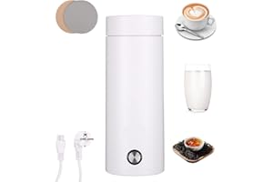 FAOKZE Mini Bouilloire Electrique de Voyage, 450 ml Bouilloire de voyage portable, bouilloire électrique de voyage en acier inoxydable avec deux sous-verres pour Thé, Lait, Café, Arrêt Automatique