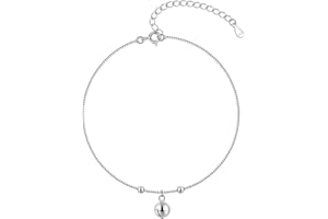 Bewenda 925 Sterling Silver Ankle Bracelets, Silver Anklets for Women Girl, Ankle Chain with Stars/Bell, Summer Beach Foot Chain Adjustable 22+5cm Anklet, Women's Anklets Beach Jewellery for Girls