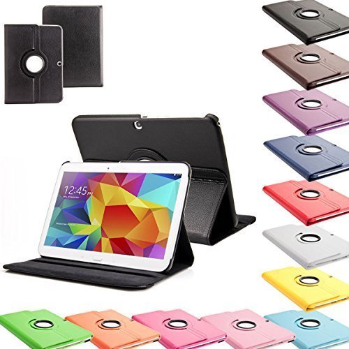 SVS-Trade 360° Tab4 10.1 Standtasche für SAMSUNG GALAXY TAB 4 10.1 SM-T530 / T531 / T535 Hülle Schutz Etui Tasche Cover (Schwarz)