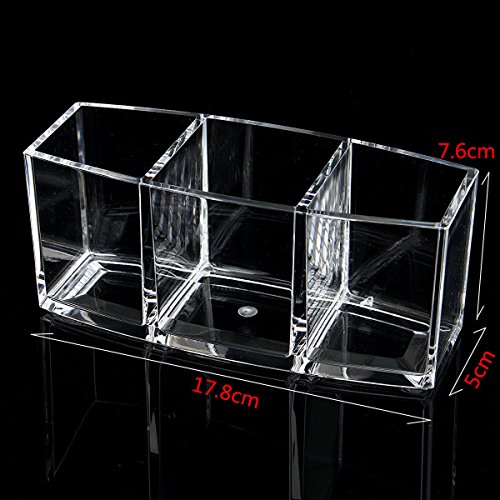 Acryl Kosmetik Aufbewahrung Organizer, 3 Facher Make-up Pinsel Ständer Schminkaufbewahrung Make Up Etui Box mit großer Kapazität für Make-up Pinseln Lippenstift Schmink Tools, 18.2 * 7.2 * 8cm - 8