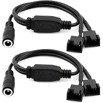 2 Câbles Adaptateur Alimentation Pour Ventilateurs PC - Prise DC 5.5x2.1mm Vers 3/4 Broches 12V 37cm