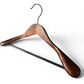 Ahşap Askı, Kalın Omuz Formlu Takım Elbise Askısı, Ceket Askısı, Ceviz Renk, 5 Adet, 45 cm