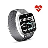 HOMECCLL Bluetooth Smart Watch IP67 wasserdicht/Herzfrequenz/Schlaf-Monitor/Schrittzähler/Kalorienzähler Sportuhr für iOS Android Phone,Silver