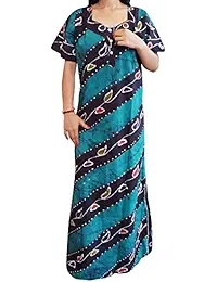 indiatrendzs Women's Cotton Blue Nightwear Nighty Free Size