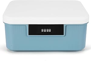 DEECOZY Lockable Medicine Box with 4 Digital Combination Lock, Medicine Storage Box, Privacy Container with Built in Removable Tray, Lockable Storage Box for Home School Office,26 x 22 x 12cm(blue)