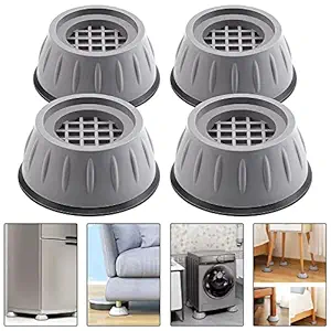 Necwa 4 Piece Anti Vibration Pad Washing Machine Feet Pads With Suction Rubber Cup Furniture Base Stand Fridge Stands For Single Door And Double Door Leveling Feet Anti Walk Pads Shock Absorber Furniture Lifting Base