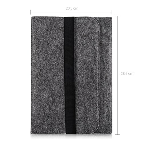 kwmobile Tablettasche Filz Sleeve für 9,7 – 10,1″ Tablet – Tablet Schutzhülle Tasche Case Hülle in Grau mit Innentaschen Innenmaße: ca. 28 x 21 cm - 2