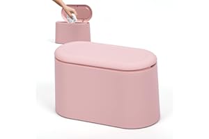Sosayet Poubelle de table avec couvercle, mini poubelle de table pour cuisine, salle de bain, bureau, toilettes, lit de voiture, anti-odeurs (rose)