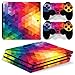 Produktbild Stillshine PS4 Pro Skin Aufkleber Sticker Design Folie schützende Haut Schale für Sony Playstation 4 Pro Konsole & 2 Dualshock Controller (Colorful Crystal)