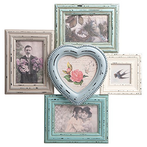 Distressed Multi Photo Frame | Blue + Cream by Maia Gifts