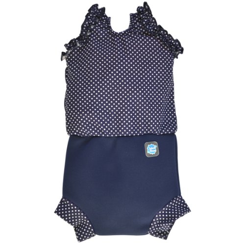 Splash About Kids' Happy Nappy Swimming Costume - Navy/White Dot, XXL