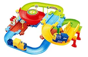 Webby Classic Toy Train Set with Upper and Lower Level and Bridge, Multi Color