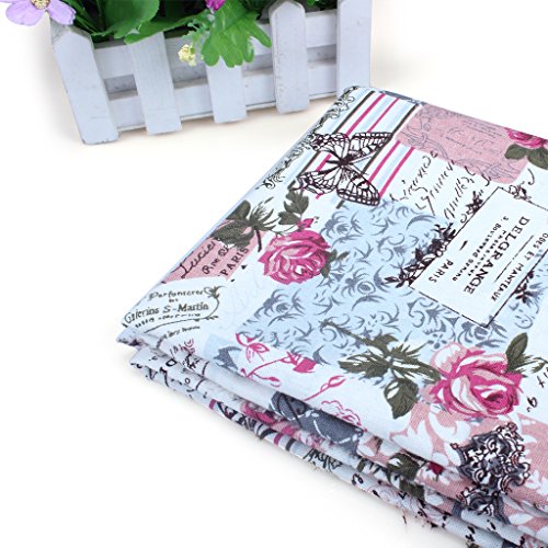 Edealing 1 Meter NEUE Weinlese-Chic Französisch Rose Schmetterling Baumwollleinengewebe RETRO Crafts - 4