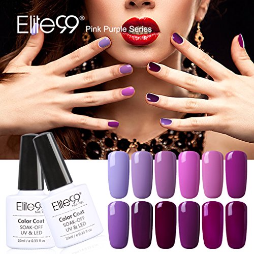 Elite99 UV Nagellack Nail Gel Polish Farbgel Nagelgel Lila deep Purple 6 Stücke 10ML - 5