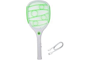 FLM SYSTEM Racchetta Zanzare Elettrica 3500V ricarica USB, Racchetta zanzare a batteria, Portatile Ricaricabile, Scacciamosche Elettrico Rimovibile, Notte LED