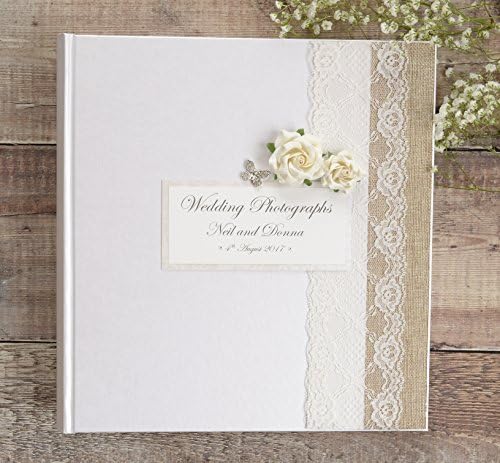 StoriUK Large Ivory Personalised Wedding Photograph Album - Rose & Butterfly Design