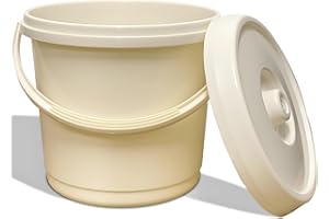 VR7-14L Plastic Bucket with Lid, 3 Gallons Nappy Storage Bin, Easy-to-Clean, plastic buckets with handles - Ideal Baby Nappy Bucket - Durable & Versatile - CREAM