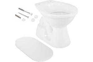 ‎CALMWATERS Calmwaters® Weißes Stand WC als Tiefspüler mit senkrechtem Abgang im Set mit Schallschutzmatte und Befestigung, 99000216