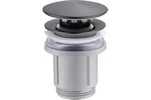 MICE COLLECTION Mice - Valvula de Click Clack Apta para lavabos y bides - Desagüe Lavabo Fácil instalación Tapones de Desagüe Lavabo, Universal con Rebosadero, Pop-Up Black Gun Metal-VCC022