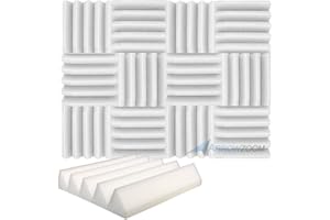 Arrowzoom 12 Polyurethane Wedge Panneaux Mousse Acoustiques 25x25x5cm Correction Phonique anti bruit Retardateur flamme studio d'enregistrement absorbant acoustique Podcasting 1134 Perle Blanche