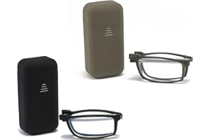 KoKoBin Pieghevole Anti Luce Blu Occhiali da Lettura Per uomo e donna con fionda specchio telescopico gambe con una scatola portatile Per viaggiare (nero, grigio, +1.50)