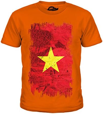 Candymix Vietnam Grunge Flag Unisex Kids T Shirt Boys/Girls/Toddler/children T-Shirt, Age 4, Colour Orange