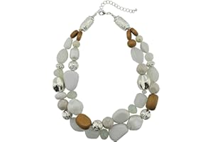 Bocar 2 Layer Statement Chunky Beaded Fashion Necklace for Women Gifts (NK-10384)