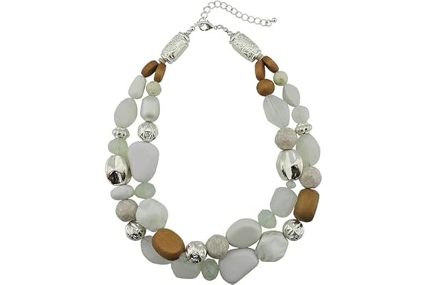 Bocar NK-10384 Collier plastron à 2 couches de perles pour femme