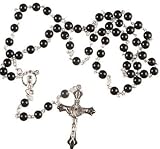 Black Glass Rosary. Man's Rosary. Glass Rosary. Rosary to wear. Rosary made with glass beads
