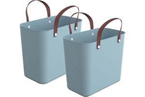 Rotho Albula 2er-Set Einkaufskorb, Kunststoff (PP recycelt), türkis, 2 x 25l, (40 x 23,5 x 34 cm), 2