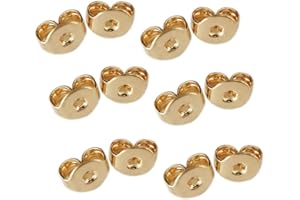 Cretty-Meet 12pcs/6 Pairs 14k Gold Plated Replacement Secure Ear Locking Earring Backs for Stud Earrings