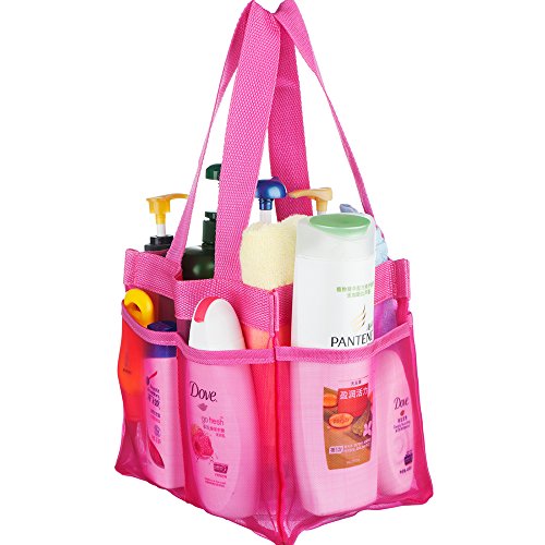 Shower Caddy – Quick Dry Hanging Dorm Shower Caddy – Gym Shower Caddy – Hanging Toiletry Bag – Shower Tote – Shower Caddies Organizer – Shower Bag 7 Storage Totes Compartments – Shower Tote (Pink) - 6
