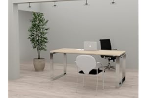 DUÓFIC Mesa de Oficina con Estructura de Marco Cerrado Color Cromado. Tablero de melamina Fabricado en España. Envio a Toda la península. (Acacia, 180x80)