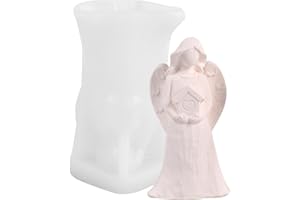 Yajexun Stampi per Candele Angelo - Tenendo Libri, Cuori, Fiori, Stampi per Sapone in Silicone per La Casa, Stampo in Gesso Angelo Candela Profumata Artigianale Fai-da-Te, Stampo Riutilizzabile