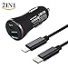 Produktbild YOMAIS 2in1 33W Schnellladung QC 3.0 USB C Auto Ladegerät + 3A USB C to Lightning Data Sync Charging Cable Charger Cord for iPhone 7 7Plus 6 6Plus