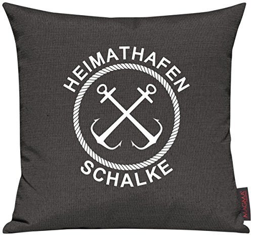 Kissenhülle für Auserwählte! Sofakissen Motiv Typo Kuschelidee "Heimathafen" Schalke, Farbe anthrazit