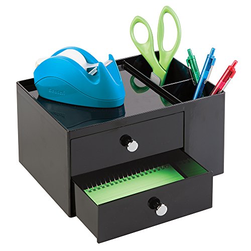 Interdesign 42152EU Aufbewahrungsbox mit 2 Schubladen und seitlichem Organizer, schwarz - 2