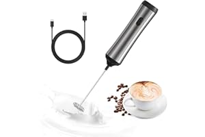 CYIAMJLU Milchaufschäumer, Milchaufschäumer Stab, Rostfreier Stahl mini Handheld Milchaufschäumer, USB - Wiederaufladbar Milchaufschäumer, Geeignet zum Rühren von Kaffee/Cappuccino (Silbrig)
