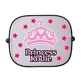 Personalised Pink Crown Car Sunshade - Custom childs name onto a opaque sun shade for your car. Gift idea for boys or girls
