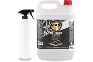 MAX DETAIL-LAB - Wheel & Tire - Pulizia Cherchi Auto Iron Remover Senza Acidi, Decontaminante Tripla Azione Senza Sfregamento, Adatto per Cerchi in Lega e Moto, Pulitore Lavaggio Detailing Car, 5L