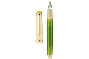 erofa Jinhao 82 Pluma estilográfica, punta mediana con borde dorado, barril transparente amarillo y verde con convertidor,34FHNS6GJFM5H9