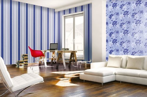 Streifen Tapete EDEM 069-25 Vinyl Designer Tapete Struktur Moosgrün hellgrün weiß silber - 3