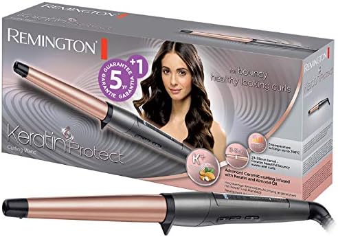 Remington Ferro Arricciacapelli - A forma di cono 19-28 mm- Keratin Protect: Rivestimento Ceramico con Cheratina e Olio di mandorle; Display digitale fino a 210°C, ricci naturali e a spirale, CI83V6