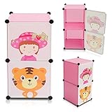 VENKON – Kinderzimmer Steckschrank Frei Gestaltbares DYI Steckregal System Regalschrank: 2-Module-Set, rosa - 2
