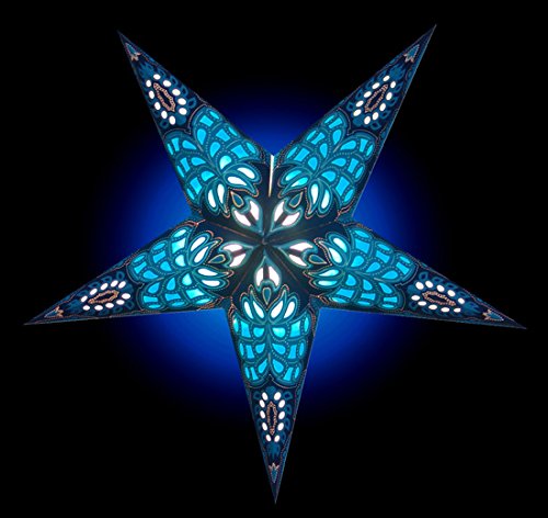 Weihnachtsstern / Papierstern Lampenschirme mit funkelnden dekorativen Designs in Handarbeit CANOPUS – Blau - 3