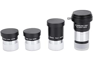 Sxhlseller Ensemble d'oculaires pour Télescope Plossl 1,25"-Kit d'accessoires d'astronomie en Quatre Pièces de 1,25 Pouce - Oculaire Plossl 4mm / 10mm / 25mm